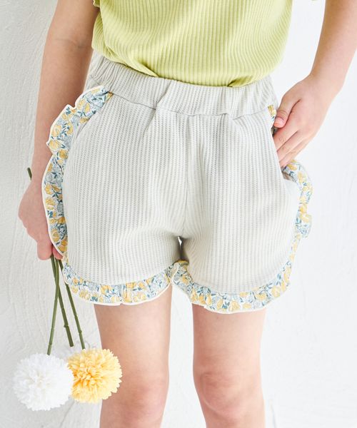 pairmanon 【ふんわりワッフル】裾フリル ショートパンツ イエロー ガールズボトムス_PM ペアマノン 286556 and ST アンドエスティ(旧ドットエスティ) pairmanon 【ふんわりワッフル】裾フリル ショートパンツ イエロー ガールズボトムス_PM ペアマノン 286556 and ST アンドエスティ(旧ドットエスティ)