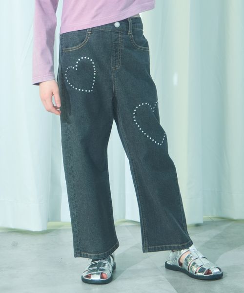 pairmanon 【PAIRMANON COEUR】ハートモチーフ ストーンデニムパンツ ブラック ガールズボトムス_PM ペアマノン 325437 and ST アンドエスティ(旧ドットエスティ) pairmanon 【PAIRMANON COEUR】ハートモチーフ ストーンデニムパンツ ブラック ガールズボトムス_PM ペアマノン 325437 and ST アンドエスティ(旧ドットエスティ)