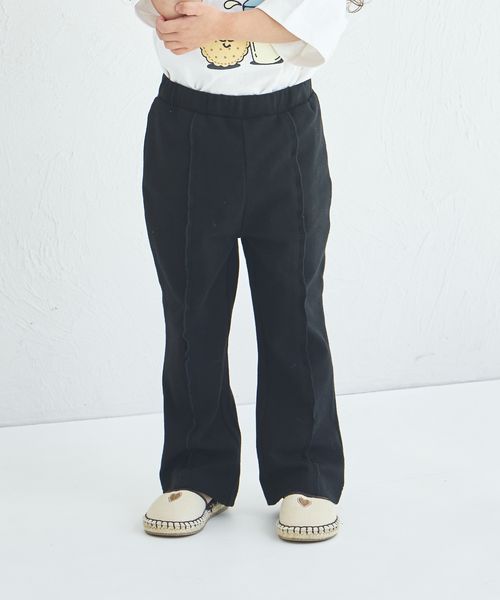 pairmanon ストレッチ素材 メロー フレアパンツ ブラック ガールズボトムス_PM ペアマノン 325952 and ST アンドエスティ(旧ドットエスティ) pairmanon ストレッチ素材 メロー フレアパンツ ブラック ガールズボトムス_PM ペアマノン 325952 and ST アンドエスティ(旧ドットエスティ)