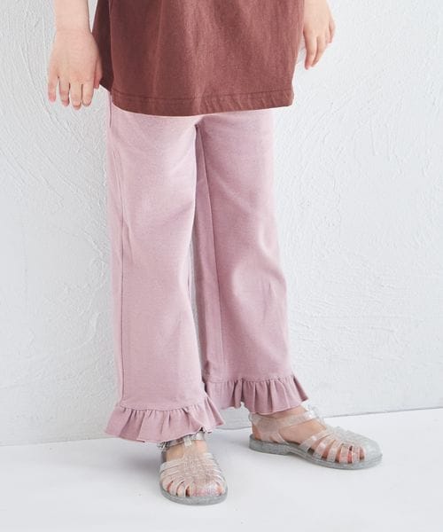 pairmanon ストレッチ素材 裾フリル パンツ ピンク ガールズボトムス_PM ペアマノン 325953 and ST アンドエスティ(旧ドットエスティ) pairmanon ストレッチ素材 裾フリル パンツ ピンク ガールズボトムス_PM ペアマノン 325953 and ST アンドエスティ(旧ドットエスティ)