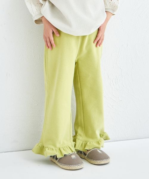 pairmanon ストレッチ素材 裾フリル パンツ グリーン ガールズボトムス_PM ペアマノン 325953 and ST アンドエスティ(旧ドットエスティ) pairmanon ストレッチ素材 裾フリル パンツ グリーン ガールズボトムス_PM ペアマノン 325953 and ST アンドエスティ(旧ドットエスティ)