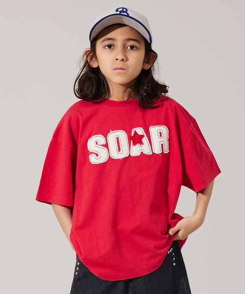 pairmanon 【PAIRMANON STREET】ワッペン付き ダメージ加工 オーバーサイズ Tシャツ レッド ボーイズインナー_PS ペアマノン 451984 and ST アンドエスティ(旧ドットエスティ) pairmanon 【PAIRMANON STREET】ワッペン付き ダメージ加工 オーバーサイズ Tシャツ レッド ボーイズインナー_PS ペアマノン 451984 and ST アンドエスティ(旧ドットエスティ)