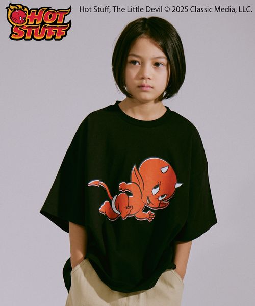 pairmanon 【PAIRMANON STREET】【HOT STUFF】プリント Tシャツ ブラック ボーイズインナー_PS ペアマノン 452485 and ST アンドエスティ(旧ドットエスティ) pairmanon 【PAIRMANON STREET】【HOT STUFF】プリント Tシャツ ブラック ボーイズインナー_PS ペアマノン 452485 and ST アンドエスティ(旧ドットエスティ)