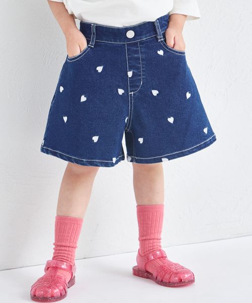 pairmanon ハート刺繍 ショートパンツ ダークブルー ガールズボトムス_PM ペアマノン 491084 and ST アンドエスティ(旧ドットエスティ) pairmanon ハート刺繍 ショートパンツ ダークブルー ガールズボトムス_PM ペアマノン 491084 and ST アンドエスティ(旧ドットエスティ)