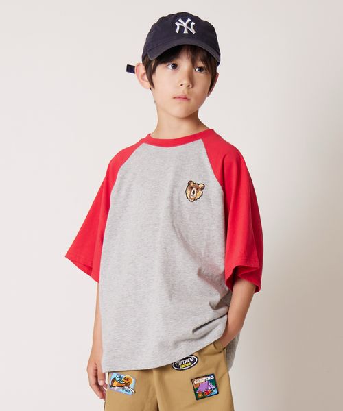 pairmanon 【PAIRMANON STREET】キツネ ベア 刺繍 ラグランTシャツ/キッズ レッド ボーイズインナー_PS ペアマノン 494049 and ST アンドエスティ(旧ドットエスティ) pairmanon 【PAIRMANON STREET】キツネ ベア 刺繍 ラグランTシャツ/キッズ レッド ボーイズインナー_PS ペアマノン 494049 and ST アンドエスティ(旧ドットエスティ)