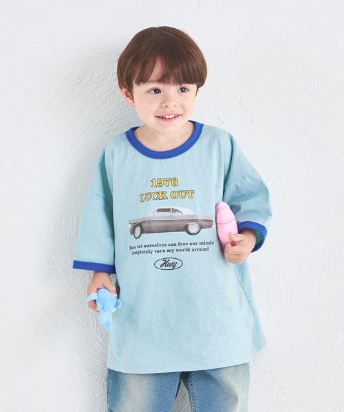 pairmanon レトロプリント リンガー配色Tシャツ ライトブルー ユニセックスインナー_PM ペアマノン 497767 and ST アンドエスティ(旧ドットエスティ) pairmanon レトロプリント リンガー配色Tシャツ ライトブルー ユニセックスインナー_PM ペアマノン 497767 and ST アンドエスティ(旧ドットエスティ)