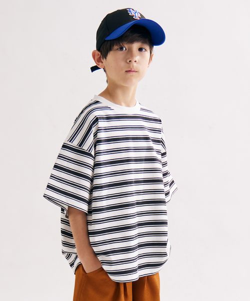 pairmanon 【PAIRMANON STREET】OE天竺 マルチボーダー Tシャツ/キッズ ホワイト ボーイズインナー_PS ペアマノン 570662 and ST アンドエスティ(旧ドットエスティ) pairmanon 【PAIRMANON STREET】OE天竺 マルチボーダー Tシャツ/キッズ ホワイト ボーイズインナー_PS ペアマノン 570662 and ST アンドエスティ(旧ドットエスティ)