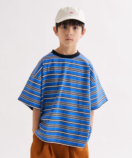 pairmanon 【PAIRMANON STREET】OE天竺 マルチボーダー Tシャツ/キッズ ライトブルー ボーイズインナー_PS ペアマノン 570662 and ST アンドエスティ(旧ドットエスティ) pairmanon 【PAIRMANON STREET】OE天竺 マルチボーダー Tシャツ/キッズ ライトブルー ボーイズインナー_PS ペアマノン 570662 and ST アンドエスティ(旧ドットエスティ)