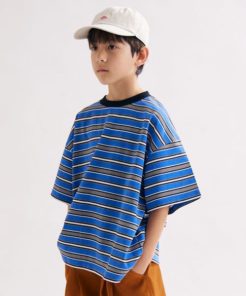 pairmanon 【PAIRMANON STREET】OE天竺 マルチボーダー Tシャツ/キッズ ライトブルー ボーイズインナー_PS ペアマノン 570662 and ST アンドエスティ(旧ドットエスティ) pairmanon 【PAIRMANON STREET】OE天竺 マルチボーダー Tシャツ/キッズ ライトブルー ボーイズインナー_PS ペアマノン 570662 and ST アンドエスティ(旧ドットエスティ)