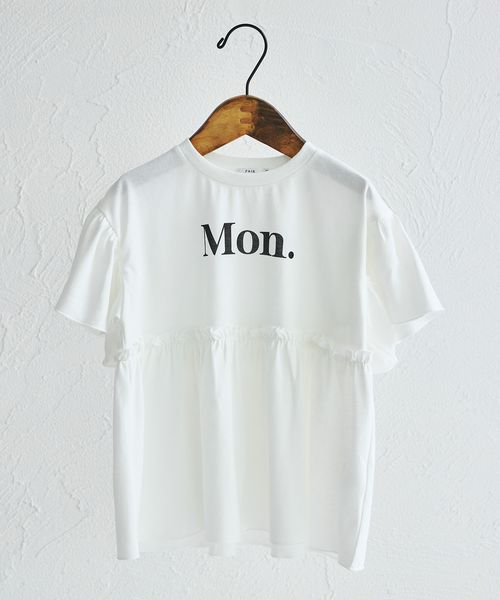 pairmanon 配色ロゴプリント ペプラムデザイン Tシャツ ホワイト ガールズインナー_PM ペアマノン 573225 and ST アンドエスティ(旧ドットエスティ) pairmanon 配色ロゴプリント ペプラムデザイン Tシャツ ホワイト ガールズインナー_PM ペアマノン 573225 and ST アンドエスティ(旧ドットエスティ)