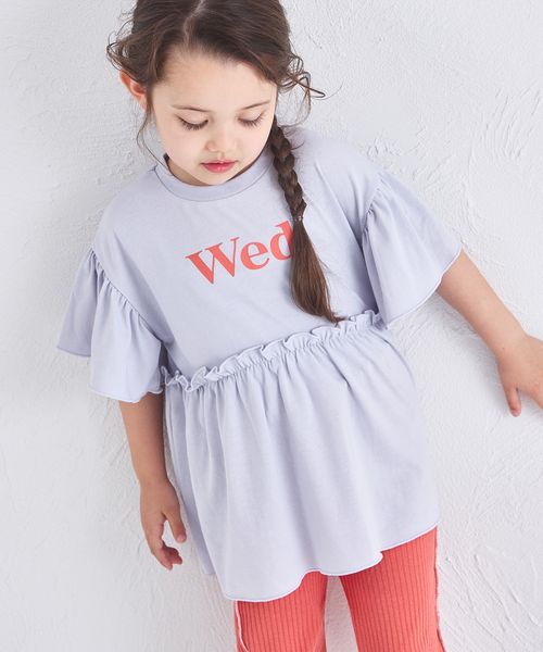 pairmanon 配色ロゴプリント ペプラムデザイン Tシャツ ライトブルー ガールズインナー_PM ペアマノン 573225 and ST アンドエスティ(旧ドットエスティ) pairmanon 配色ロゴプリント ペプラムデザイン Tシャツ ライトブルー ガールズインナー_PM ペアマノン 573225 and ST アンドエスティ(旧ドットエスティ)