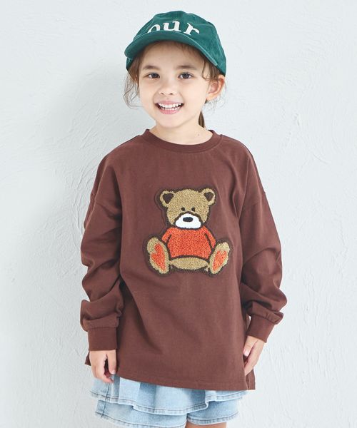 pairmanon 【綿100%】ユニセックス サガラ刺繍 くまモチーフ 長袖Tシャツ ライトベージュ ユニセックスインナー＿ＰＭ ペアマノン 576821 and ST アンドエスティ（旧ドットエスティ）