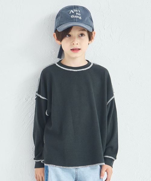 pairmanon 【軽ふわっふる】ユニセックス ルーズシルエット 配色ステッチ ワッフルTシャツ ブラック ユニセックスインナー_PM ペアマノン 578496 and ST アンドエスティ(旧ドットエスティ) pairmanon 【軽ふわっふる】ユニセックス ルーズシルエット 配色ステッチ ワッフルTシャツ ブラック ユニセックスインナー_PM ペアマノン 578496 and ST アンドエスティ(旧ドットエスティ)