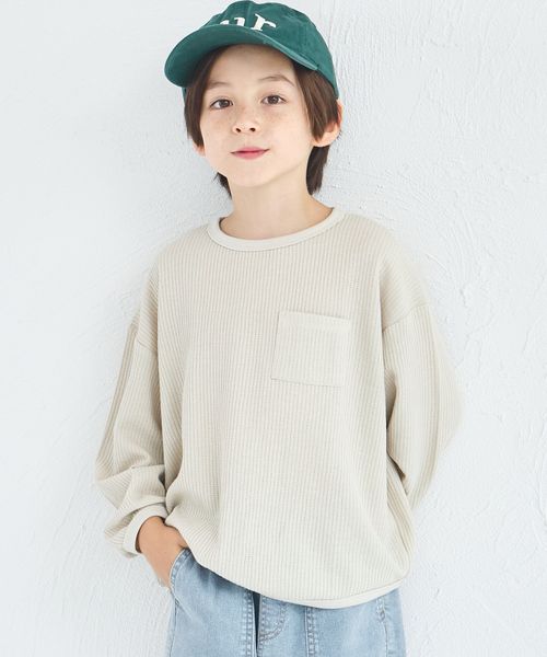 pairmanon 【軽ふわっふる】ユニセックス ワッフル 無地&ボーダー バルーン長袖Tシャツ ライトベージュ ユニセックスインナー_PM ペアマノン 578504 and ST アンドエスティ(旧ドットエスティ) pairmanon 【軽ふわっふる】ユニセックス ワッフル 無地&ボーダー バルーン長袖Tシャツ ライトベージュ ユニセックスインナー_PM ペアマノン 578504 and ST アンドエスティ(旧ドットエスティ)