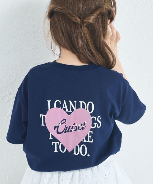 pairmanon バックロゴ ハート プリントTシャツ ネイビー ガールズインナー_PM ペアマノン 578509 and ST アンドエスティ(旧ドットエスティ) pairmanon バックロゴ ハート プリントTシャツ ネイビー ガールズインナー_PM ペアマノン 578509 and ST アンドエスティ(旧ドットエスティ)