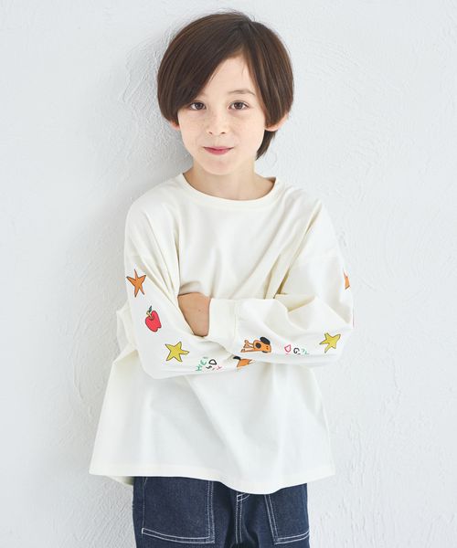 pairmanon 【綿100%】ユニセックス ルーズシルエット 袖プリントTシャツ ホワイト ユニセックスインナー_PM ペアマノン 579706 and ST アンドエスティ(旧ドットエスティ) pairmanon 【綿100%】ユニセックス ルーズシルエット 袖プリントTシャツ ホワイト ユニセックスインナー_PM ペアマノン 579706 and ST アンドエスティ(旧ドットエスティ)
