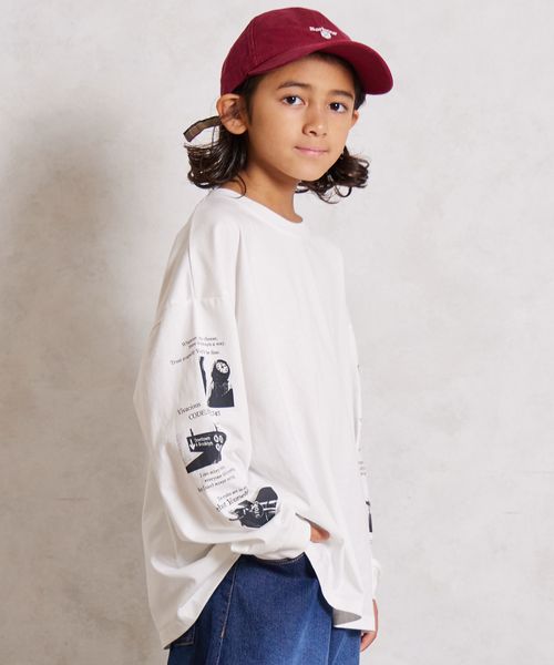 pairmanon 袖プリント 長袖 Tシャツ【PAIRMANON STREET】 オフホワイト ボーイズインナー_PS ペアマノン 579808 and ST アンドエスティ(旧ドットエスティ) pairmanon 袖プリント 長袖 Tシャツ【PAIRMANON STREET】 オフホワイト ボーイズインナー_PS ペアマノン 579808 and ST アンドエスティ(旧ドットエスティ)