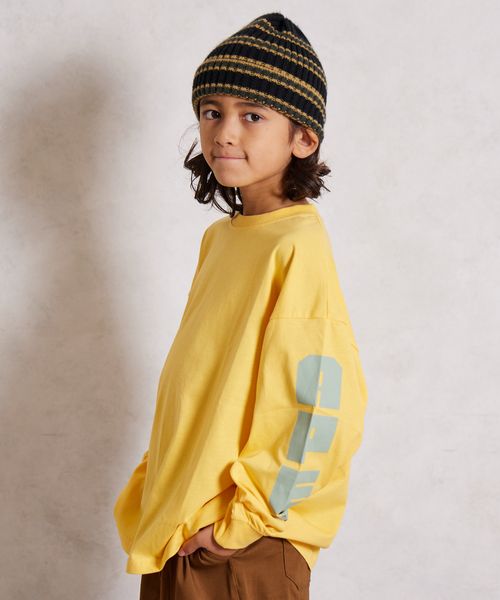 pairmanon 袖プリント 長袖 Tシャツ【PAIRMANON STREET】 イエロー ボーイズインナー_PS ペアマノン 579808 and ST アンドエスティ(旧ドットエスティ) pairmanon 袖プリント 長袖 Tシャツ【PAIRMANON STREET】 イエロー ボーイズインナー_PS ペアマノン 579808 and ST アンドエスティ(旧ドットエスティ)