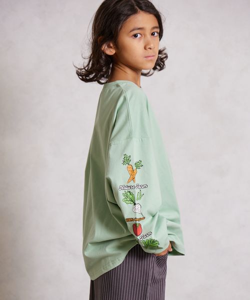 pairmanon 袖プリント 長袖 Tシャツ【PAIRMANON STREET】 グリーン ボーイズインナー_PS ペアマノン 579808 and ST アンドエスティ(旧ドットエスティ) pairmanon 袖プリント 長袖 Tシャツ【PAIRMANON STREET】 グリーン ボーイズインナー_PS ペアマノン 579808 and ST アンドエスティ(旧ドットエスティ)