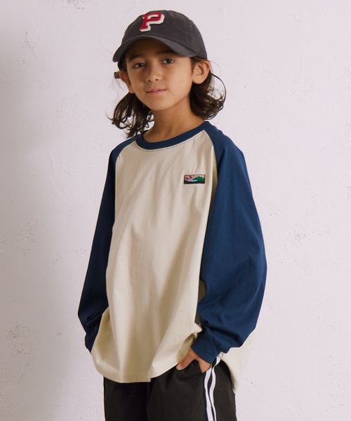 pairmanon ラグラン 刺繍 長袖 Tシャツ【PAIRMANON STREET】 ネイビー ボーイズインナー_PS ペアマノン 579810 and ST アンドエスティ(旧ドットエスティ) pairmanon ラグラン 刺繍 長袖 Tシャツ【PAIRMANON STREET】 ネイビー ボーイズインナー_PS ペアマノン 579810 and ST アンドエスティ(旧ドットエスティ)