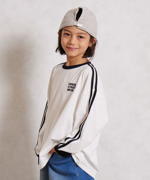 pairmanon 袖 ライン入り 長袖 Tシャツ【PAIRMANON STREET】 ホワイト ボーイズインナー_PS ペアマノン 579811 and ST アンドエスティ(旧ドットエスティ) pairmanon 袖 ライン入り 長袖 Tシャツ【PAIRMANON STREET】 ホワイト ボーイズインナー_PS ペアマノン 579811 and ST アンドエスティ(旧ドットエスティ)