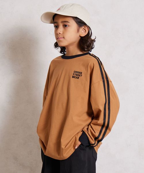 pairmanon 袖 ライン入り 長袖 Tシャツ【PAIRMANON STREET】 ライトベージュ ボーイズインナー_PS ペアマノン 579811 and ST アンドエスティ(旧ドットエスティ) pairmanon 袖 ライン入り 長袖 Tシャツ【PAIRMANON STREET】 ライトベージュ ボーイズインナー_PS ペアマノン 579811 and ST アンドエスティ(旧ドットエスティ)