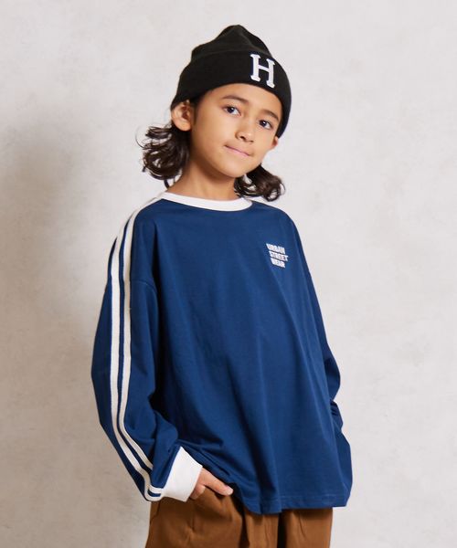 pairmanon 袖 ライン入り 長袖 Tシャツ【PAIRMANON STREET】 ネイビー ボーイズインナー_PS ペアマノン 579811 and ST アンドエスティ(旧ドットエスティ) pairmanon 袖 ライン入り 長袖 Tシャツ【PAIRMANON STREET】 ネイビー ボーイズインナー_PS ペアマノン 579811 and ST アンドエスティ(旧ドットエスティ)