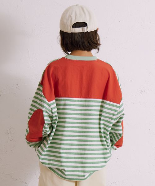 pairmanon エルボーパッチ 長袖 Tシャツ【PAIRMANON STREET】 グリーン ボーイズインナー_PS ペアマノン 579813 and ST アンドエスティ(旧ドットエスティ) pairmanon エルボーパッチ 長袖 Tシャツ【PAIRMANON STREET】 グリーン ボーイズインナー_PS ペアマノン 579813 and ST アンドエスティ(旧ドットエスティ)