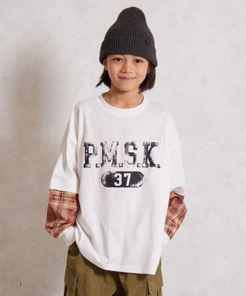 pairmanon レイヤード 長袖 Tシャツ【PAIRMANON STREET】 ホワイト ボーイズインナー_PS ペアマノン 579814 and ST アンドエスティ(旧ドットエスティ) pairmanon レイヤード 長袖 Tシャツ【PAIRMANON STREET】 ホワイト ボーイズインナー_PS ペアマノン 579814 and ST アンドエスティ(旧ドットエスティ)