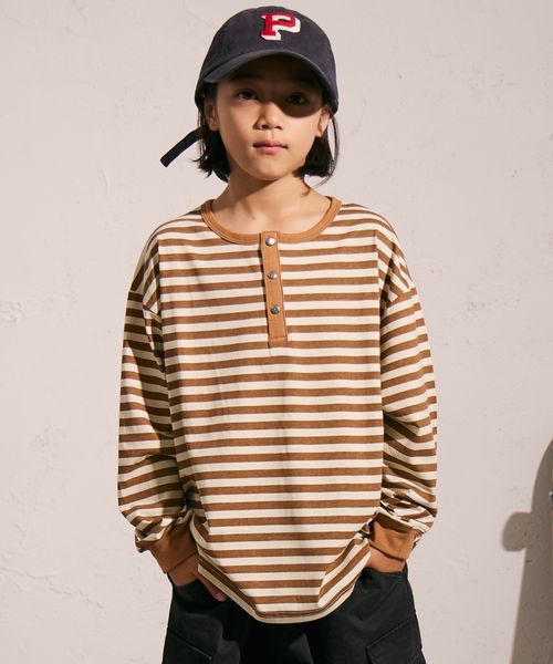 pairmanon ヘンリーネック 長袖 Tシャツ【PAIRMANON STREET】 ベージュ ボーイズインナー_PS ペアマノン 579815 and ST アンドエスティ(旧ドットエスティ) pairmanon ヘンリーネック 長袖 Tシャツ【PAIRMANON STREET】 ベージュ ボーイズインナー_PS ペアマノン 579815 and ST アンドエスティ(旧ドットエスティ)