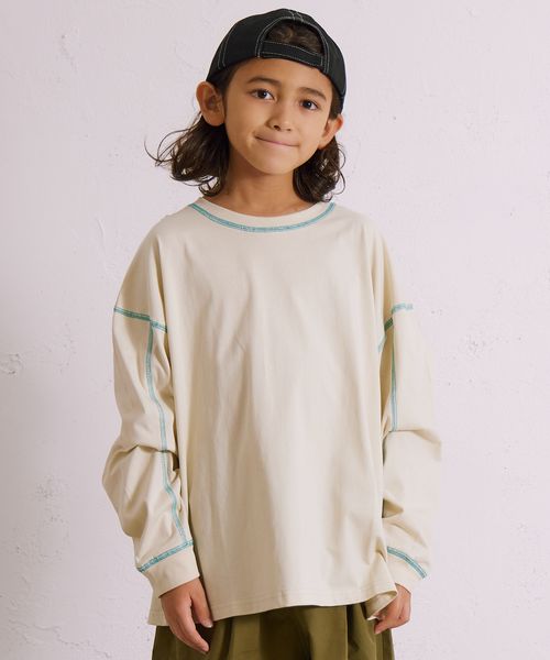 pairmanon ステッチ 長袖 Tシャツ【PAIRMANON STREET】 ナチュラル ボーイズインナー_PS ペアマノン 579819 and ST アンドエスティ(旧ドットエスティ) pairmanon ステッチ 長袖 Tシャツ【PAIRMANON STREET】 ナチュラル ボーイズインナー_PS ペアマノン 579819 and ST アンドエスティ(旧ドットエスティ)