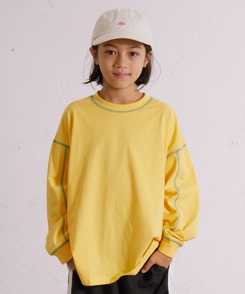 pairmanon ステッチ 長袖 Tシャツ【PAIRMANON STREET】 イエロー ボーイズインナー_PS ペアマノン 579819 and ST アンドエスティ(旧ドットエスティ) pairmanon ステッチ 長袖 Tシャツ【PAIRMANON STREET】 イエロー ボーイズインナー_PS ペアマノン 579819 and ST アンドエスティ(旧ドットエスティ)