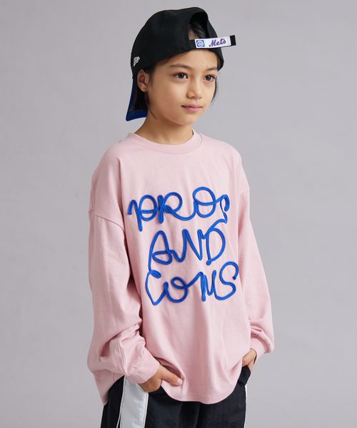 pairmanon コード 刺繍 長袖 Tシャツ【PAIRMANON STREET】 ピンク ボーイズインナー_PS ペアマノン 581962 and ST アンドエスティ(旧ドットエスティ) pairmanon コード 刺繍 長袖 Tシャツ【PAIRMANON STREET】 ピンク ボーイズインナー_PS ペアマノン 581962 and ST アンドエスティ(旧ドットエスティ)