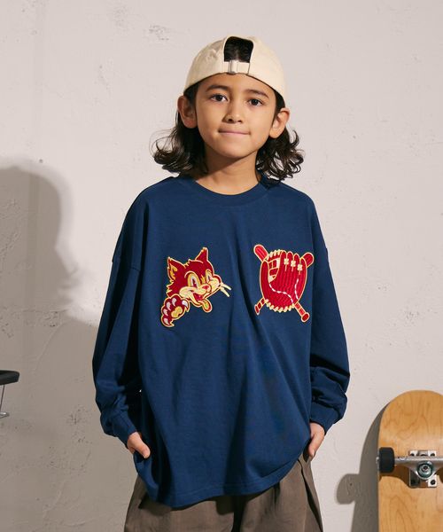 pairmanon アニマル 刺繍 長袖 Tシャツ【PAIRMANON STREET】 ネイビー ボーイズインナー_PS ペアマノン 581964 and ST アンドエスティ(旧ドットエスティ) pairmanon アニマル 刺繍 長袖 Tシャツ【PAIRMANON STREET】 ネイビー ボーイズインナー_PS ペアマノン 581964 and ST アンドエスティ(旧ドットエスティ)