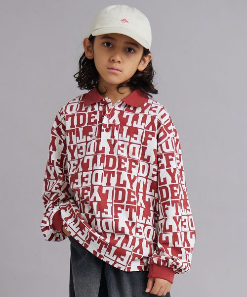 pairmanon 総柄 ポロ 長袖 Tシャツ【PAIRMANON STREET】 レッド ボーイズインナー_PS ペアマノン 581965 and ST アンドエスティ(旧ドットエスティ) pairmanon 総柄 ポロ 長袖 Tシャツ【PAIRMANON STREET】 レッド ボーイズインナー_PS ペアマノン 581965 and ST アンドエスティ(旧ドットエスティ)