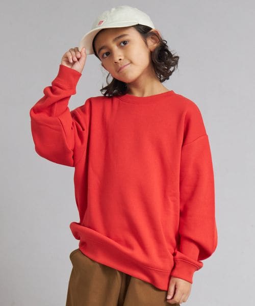 pairmanon 裏起毛 シンプル オーバーサイズ トレーナー【PAIRMANON STREET】 レッド ボーイズインナー＿ＰＳ ペアマノン 587465 and ST アンドエスティ（旧ドットエスティ）