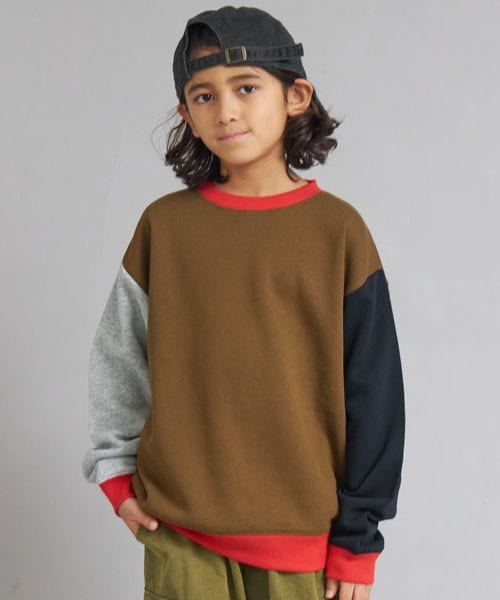 pairmanon 裏起毛 シンプル オーバーサイズ トレーナー【PAIRMANON STREET】 ベージュ ボーイズインナー＿ＰＳ ペアマノン 587465 and ST アンドエスティ（旧ドットエスティ）