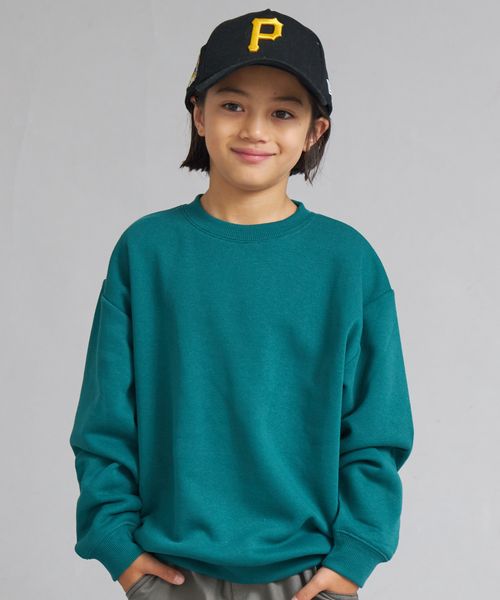 pairmanon 裏起毛 シンプル オーバーサイズ トレーナー【PAIRMANON STREET】 グリーン ボーイズインナー＿ＰＳ ペアマノン 587465 and ST アンドエスティ（旧ドットエスティ）