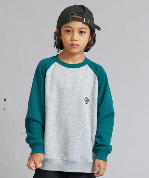 pairmanon 裏起毛 スウェット ラグラン トレーナー【PAIRMANON STREET】 グリーン ボーイズインナー＿ＰＳ ペアマノン 587467 and ST アンドエスティ（旧ドットエスティ）