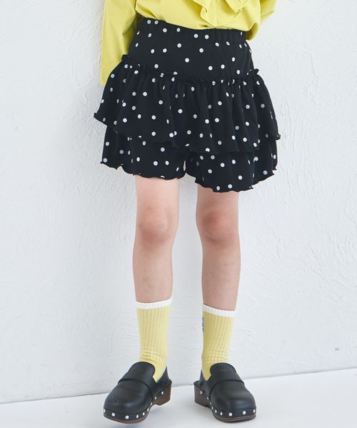 pairmanon ストレッチ素材 ポンチ フリル スカッツ ブラック ガールズボトムス_PM ペアマノン 592756 and ST アンドエスティ(旧ドットエスティ) pairmanon ストレッチ素材 ポンチ フリル スカッツ ブラック ガールズボトムス_PM ペアマノン 592756 and ST アンドエスティ(旧ドットエスティ)