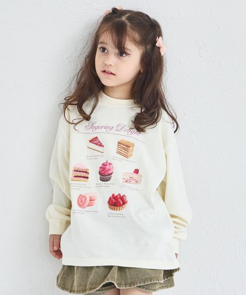pairmanon スウィーツ カフェ プリント ガールズ 長袖Tシャツ ホワイト ガールズインナー_PM ペアマノン 592757 and ST アンドエスティ(旧ドットエスティ) pairmanon スウィーツ カフェ プリント ガールズ 長袖Tシャツ ホワイト ガールズインナー_PM ペアマノン 592757 and ST アンドエスティ(旧ドットエスティ)