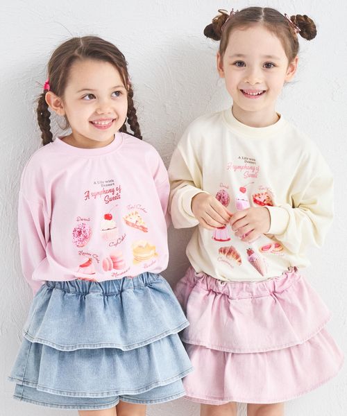 pairmanon スウィーツ カフェ プリント ガールズ 長袖Tシャツ ピンク ガールズインナー_PM ペアマノン 592757 and ST アンドエスティ(旧ドットエスティ) pairmanon スウィーツ カフェ プリント ガールズ 長袖Tシャツ ピンク ガールズインナー_PM ペアマノン 592757 and ST アンドエスティ(旧ドットエスティ)