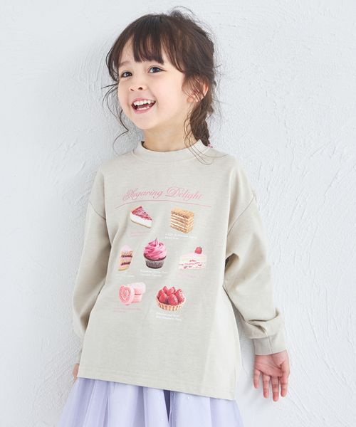 pairmanon スウィーツ カフェ プリント ガールズ 長袖Tシャツ ライトベージュ ガールズインナー_PM ペアマノン 592757 and ST アンドエスティ(旧ドットエスティ) pairmanon スウィーツ カフェ プリント ガールズ 長袖Tシャツ ライトベージュ ガールズインナー_PM ペアマノン 592757 and ST アンドエスティ(旧ドットエスティ)