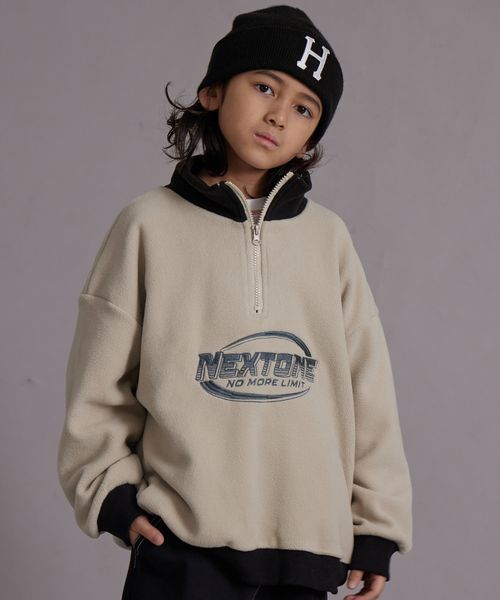 pairmanon フリース ハーフジップ 刺繍 プルオーバー【PAIRMANON STREET】 ナチュラル ボーイズインナー_PS ペアマノン 605474 and ST アンドエスティ(旧ドットエスティ) pairmanon フリース ハーフジップ 刺繍 プルオーバー【PAIRMANON STREET】 ナチュラル ボーイズインナー_PS ペアマノン 605474 and ST アンドエスティ(旧ドットエスティ)