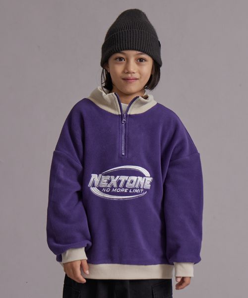 pairmanon フリース ハーフジップ 刺繍 プルオーバー【PAIRMANON STREET】 パープル ボーイズインナー_PS ペアマノン 605474 and ST アンドエスティ(旧ドットエスティ) pairmanon フリース ハーフジップ 刺繍 プルオーバー【PAIRMANON STREET】 パープル ボーイズインナー_PS ペアマノン 605474 and ST アンドエスティ(旧ドットエスティ)