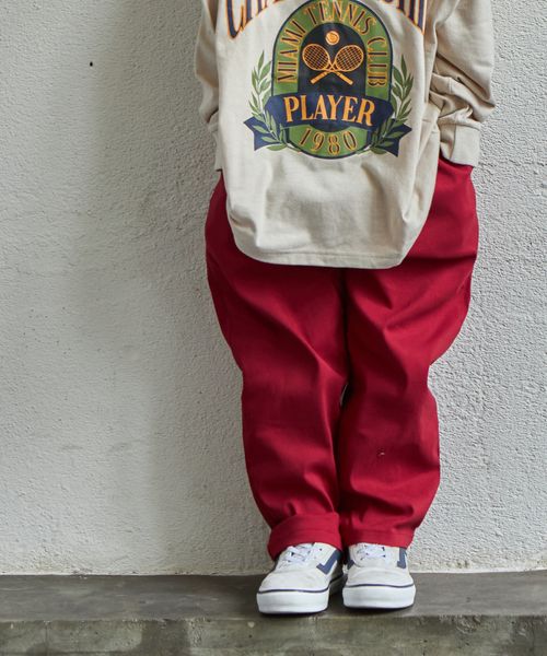 pairmanon 【PAIRMANON STREET】ベーシック ワイド テーパード パンツ ストレッチ レッド ボーイズボトムス_PS ペアマノン 971525 and ST アンドエスティ(旧ドットエスティ) pairmanon 【PAIRMANON STREET】ベーシック ワイド テーパード パンツ ストレッチ レッド ボーイズボトムス_PS ペアマノン 971525 and ST アンドエスティ(旧ドットエスティ)