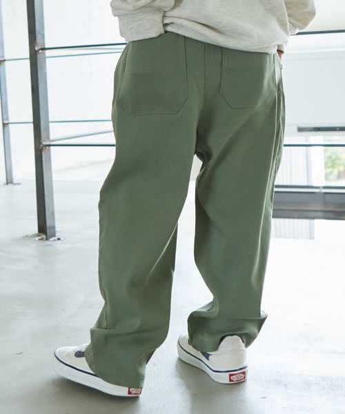 pairmanon 【PAIRMANON STREET】ベーシック ワイド テーパード パンツ ストレッチ グリーン ボーイズボトムス_PS ペアマノン 971525 and ST アンドエスティ(旧ドットエスティ) pairmanon 【PAIRMANON STREET】ベーシック ワイド テーパード パンツ ストレッチ グリーン ボーイズボトムス_PS ペアマノン 971525 and ST アンドエスティ(旧ドットエスティ)