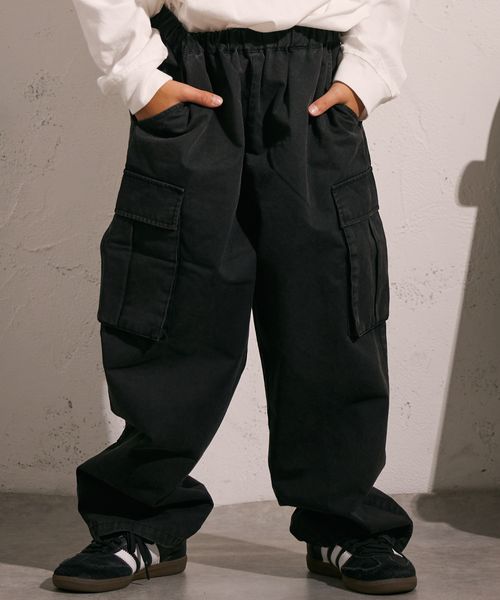 pairmanon 【PAIRMANON STREET】ピグメント加工 バルーン カーゴ パンツ ブラック ボーイズボトムス_PS ペアマノン 979852 and ST アンドエスティ(旧ドットエスティ) pairmanon 【PAIRMANON STREET】ピグメント加工 バルーン カーゴ パンツ ブラック ボーイズボトムス_PS ペアマノン 979852 and ST アンドエスティ(旧ドットエスティ)