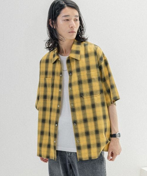 RAGEBLUE オンブレチェック/ビッグシルエットシャツ イエロー M メンズインナー レイジブルー 106325 and ST アンドエスティ(旧ドットエスティ) RAGEBLUE オンブレチェック/ビッグシルエットシャツ イエロー M メンズインナー レイジブルー 106325 and ST アンドエスティ(旧ドットエスティ)