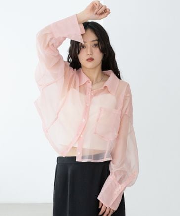WOMENS】切り替えショートシアーシャツ | [公式]レイジブルー